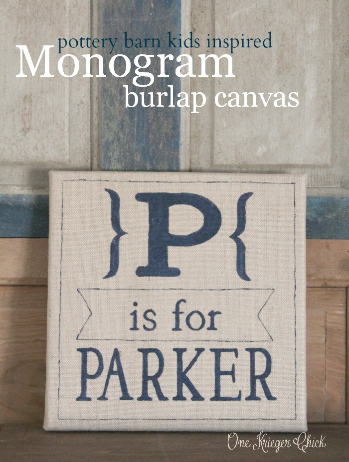 Monogram-burlap-canvas-Pottery-Barn-Kids-inspired