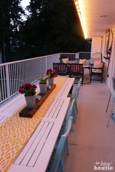 Our Summer Deck in evening at The Happy Housie