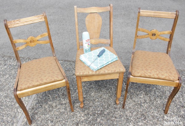 Turn Thrift Store Dining Chairs into Outdoor Chairs at The Happy Housie before