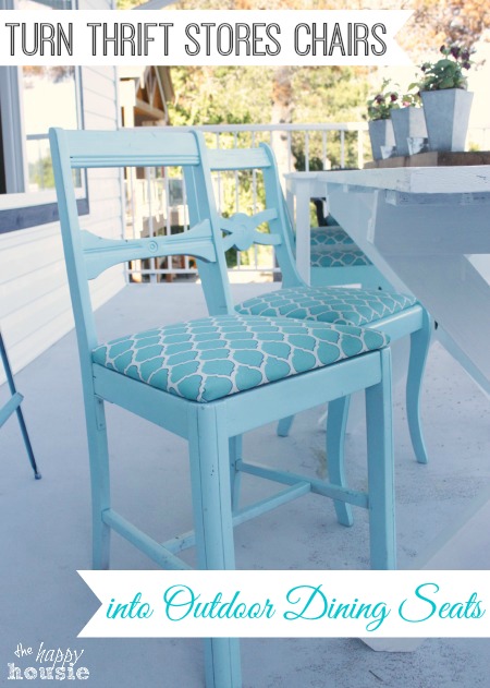 Turn Thrift Store Dining Chairs into Outdoor Chairs at The Happy Housie main