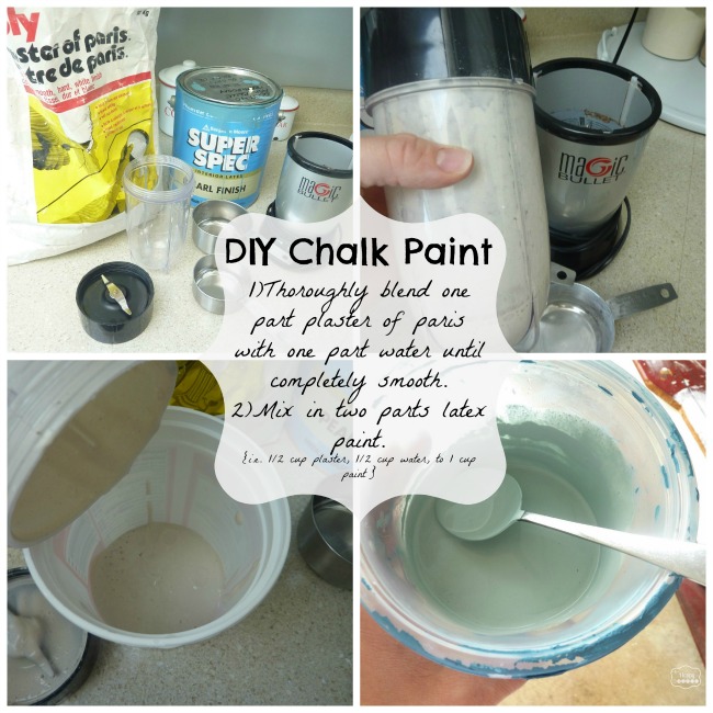 DIY Chalky Paint Recipe for mint chair at thehappyhousie