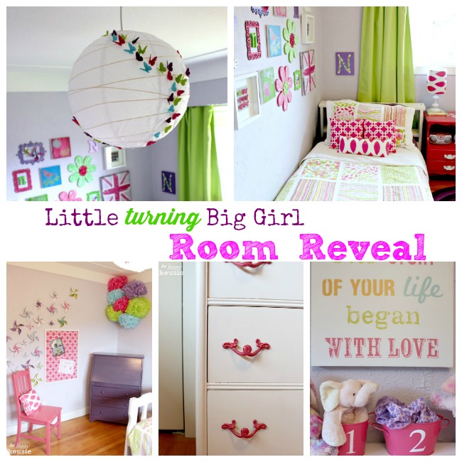 Little Turning Big Girl Bedroom Reveal at The Happy Housie square collage