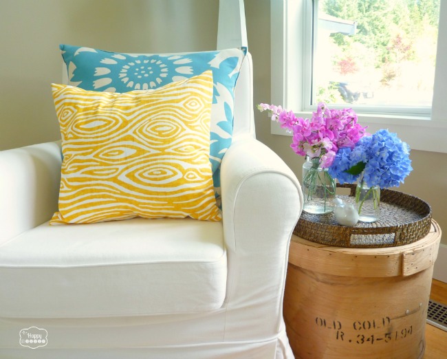 Super Crazy Easy Fast Ten Minute One Piece Envelope Pillows on chair