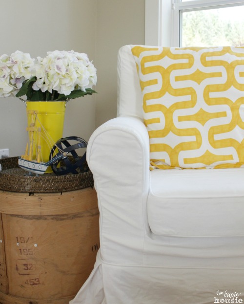 Beachy Style Summer Lake House Tour at The Happy Housie living room 10