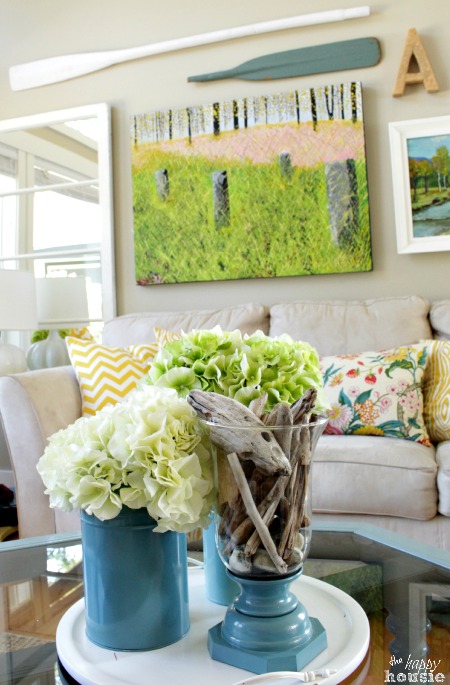 Beachy Style Summer Lake House Tour at The Happy Housie living room 8