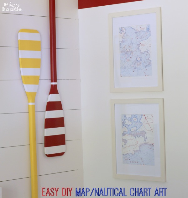 Easy DIY Map or Nautical Chart Art at The Happy Housie
