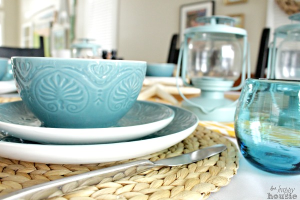 Waves & Sunshine Beachy Tablescape with Pfaltzgraff Dolce Turquoise by The Happy Housie 10