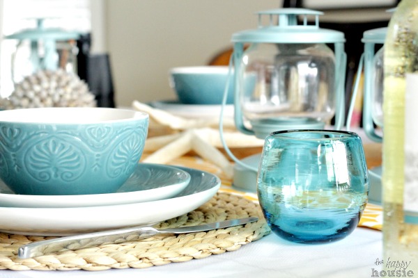 Waves & Sunshine Beachy Tablescape with Pfaltzgraff Dolce Turquoise by The Happy Housie 12