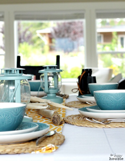 Waves & Sunshine Beachy Tablescape with Pfaltzgraff Dolce Turquoise by The Happy Housie 13