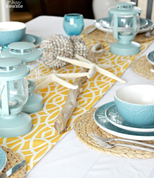 Waves & Sunshine Beachy Tablescape with Pfaltzgraff Dolce Turquoise by The Happy Housie 2