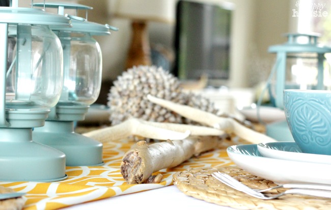 Waves & Sunshine Beachy Tablescape with Pfaltzgraff Dolce Turquoise by The Happy Housie 8
