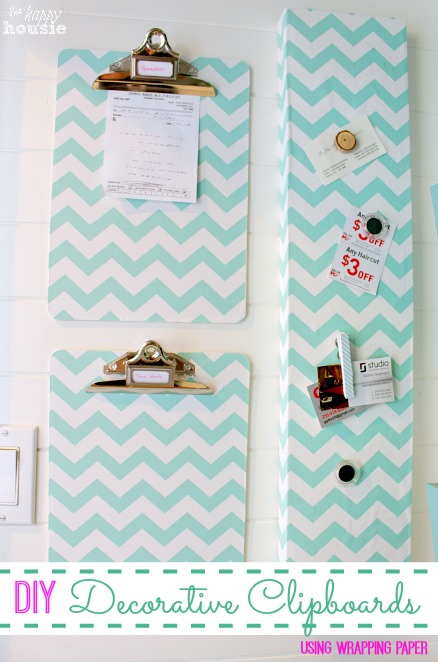 DIY Decorative Clipboards Using Wrapping Paper at The Happy Housie