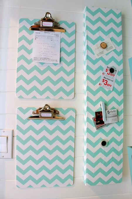 DIY Decorative Clipboards and Magnet Board using wrapping paper at The Happy Housie 1