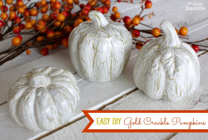Easy DIY Gold Crackle Pumpkins at The Happy Housie main