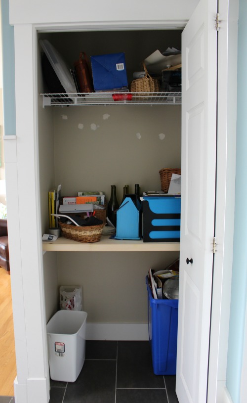 Get organized with a command central closet - the before at The Happy Housie