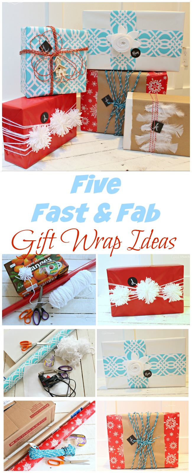 Five Fast and Fab Gift Wrap Ideas at The Happy Housie how to