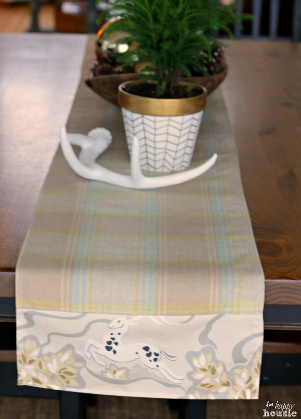 Make Your Own Custom DIY Table Runner with Two Fabrics for your Holiday or Christmas Table easy sewing tutorial at The Happy Housie