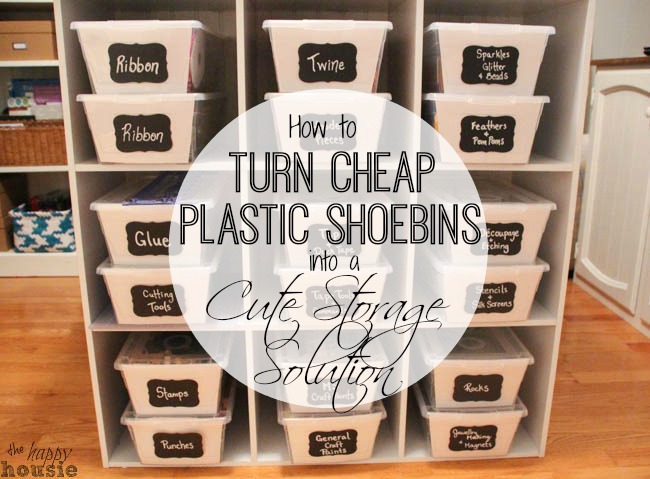 How to Make Cheap Clear Plastic Shoebins into Cute Storage at The Happy Housie-12