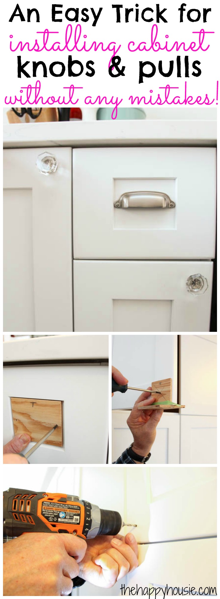 How to Install Knobs with a Template {a trick for avoiding