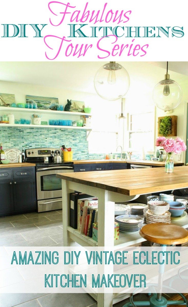 Amazing DIY Vintage Eclectic Kitchen Makeover by Primitive and Proper at thehappyhousie.com