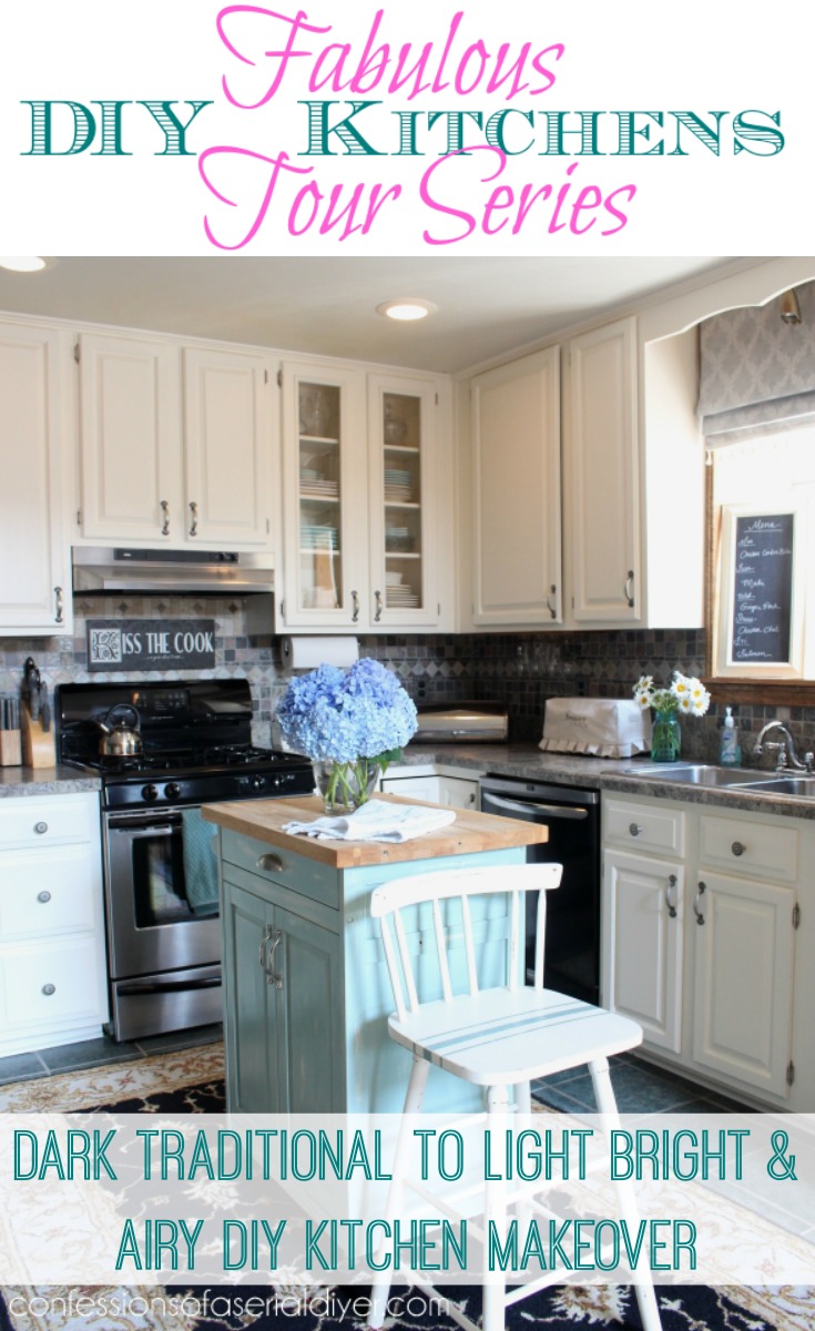 Dark Traditional to Light Bright & Airy Kitchen Makeover by Confessions of a Serial DIYer at thehappyhousie.com