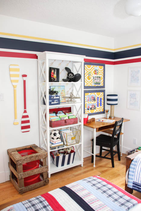 Nautical Camp Style Boys Bedroom Reveal at thehappyhousie.com-14