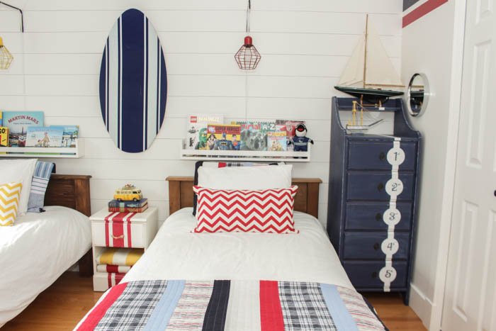 Nautical Camp Style Boys Bedroom Reveal at thehappyhousie.com-2