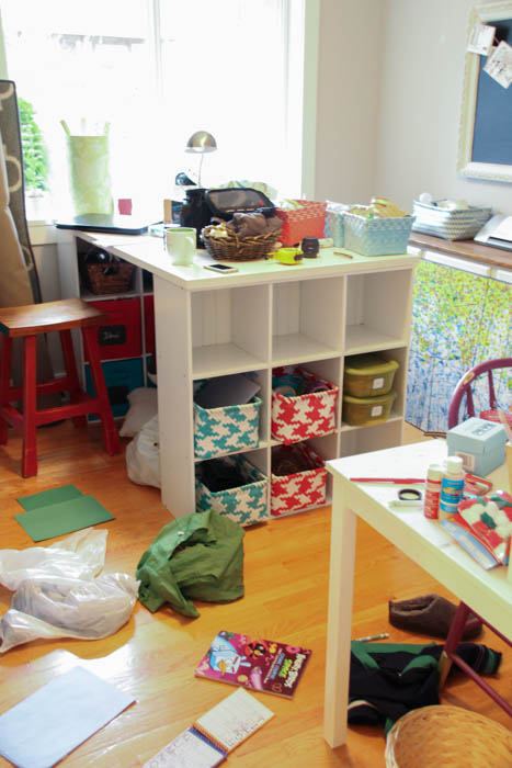 horrendously messy craft room before at thehappyhousie.com-1