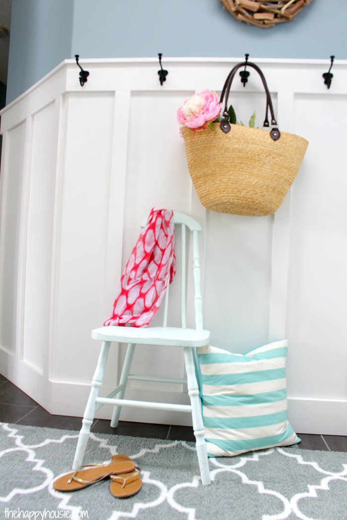 DIY board and batten in our entry hall tutorial at The Apron Blog