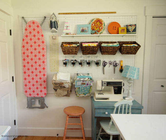 How to Install a Giant Pegboard perfect storage idea for a craft room at thehappyhousie.com-16