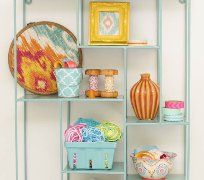 I love this colorful organized craft room makeover at thehappyhousie.com-20