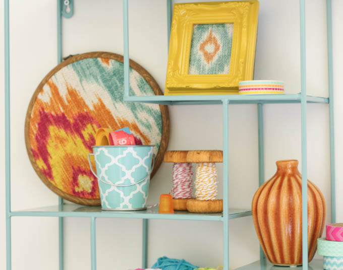 I love this colorful organized craft room makeover at thehappyhousie.com-47