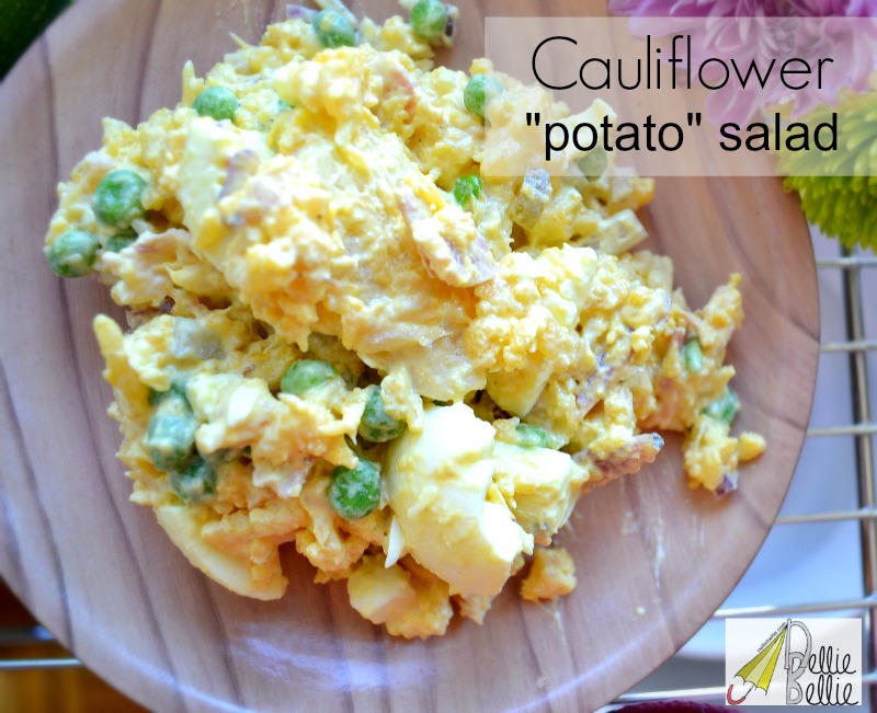 Cauliflower-potato-salad on a plate.
