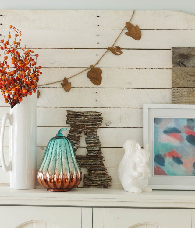 Turquoise & Coral Fall Mantel at thehappyhousie.com-10