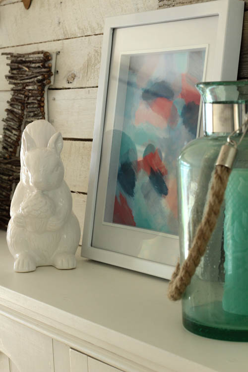 Turquoise & Coral Fall Mantel at thehappyhousie.com-2