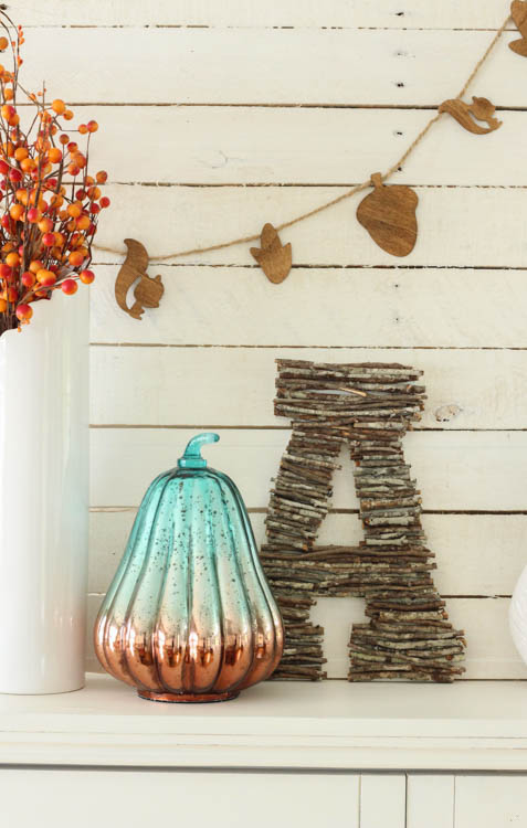 Turquoise & Coral Fall Mantel at thehappyhousie.com-9