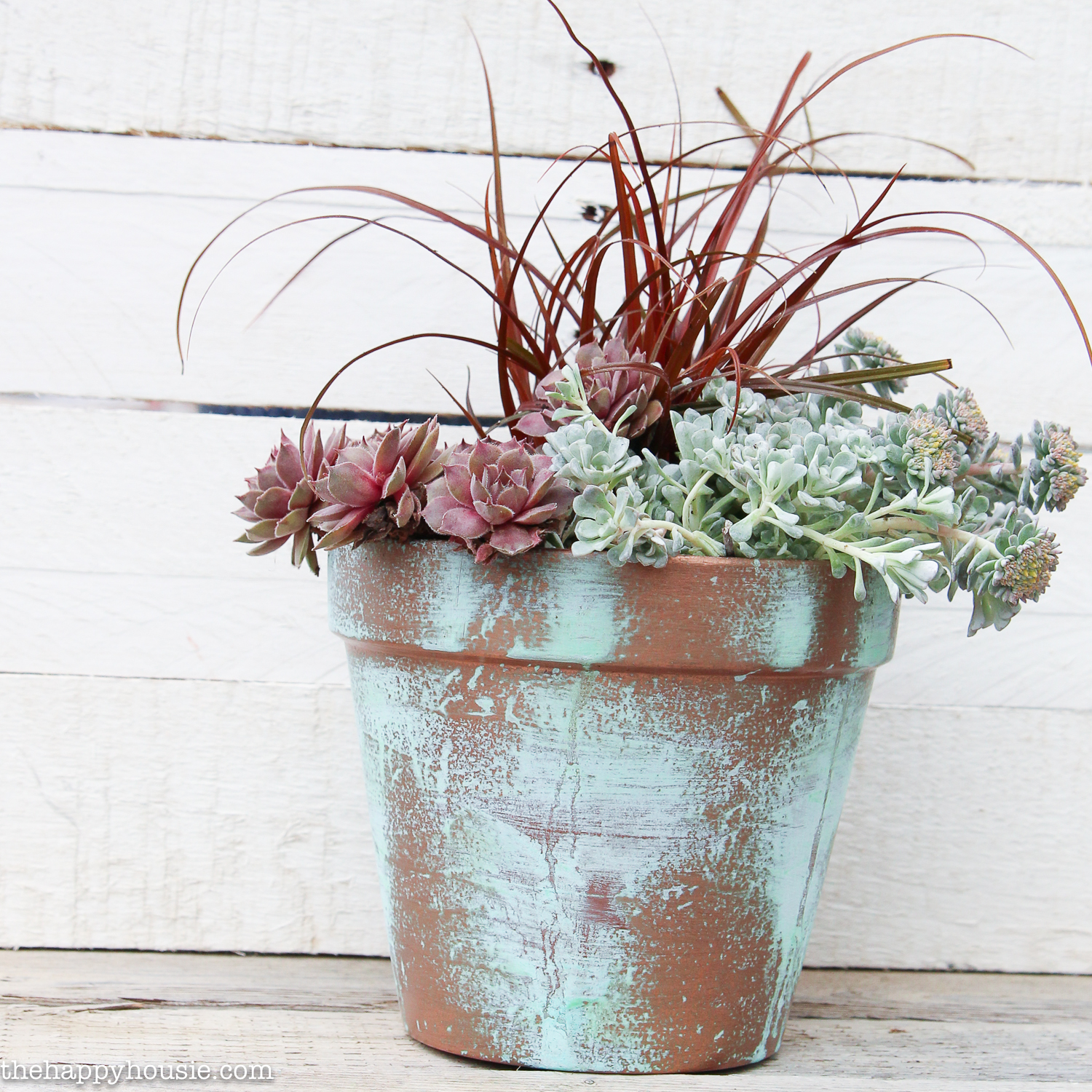 DIY Copper Patina Clay Pot Succulent Planter