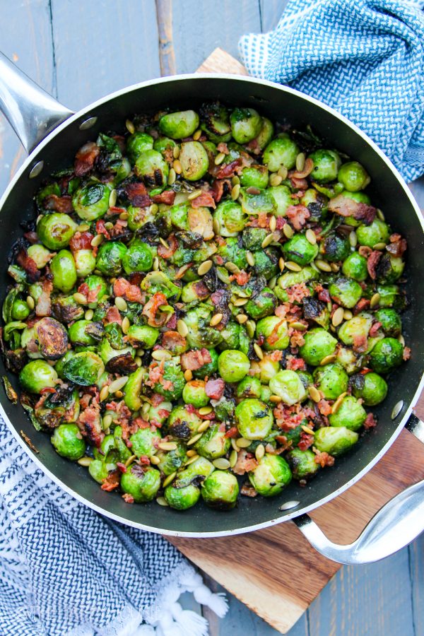 Pan Fried Brussels Sprouts with Bacon | The Happy Housie