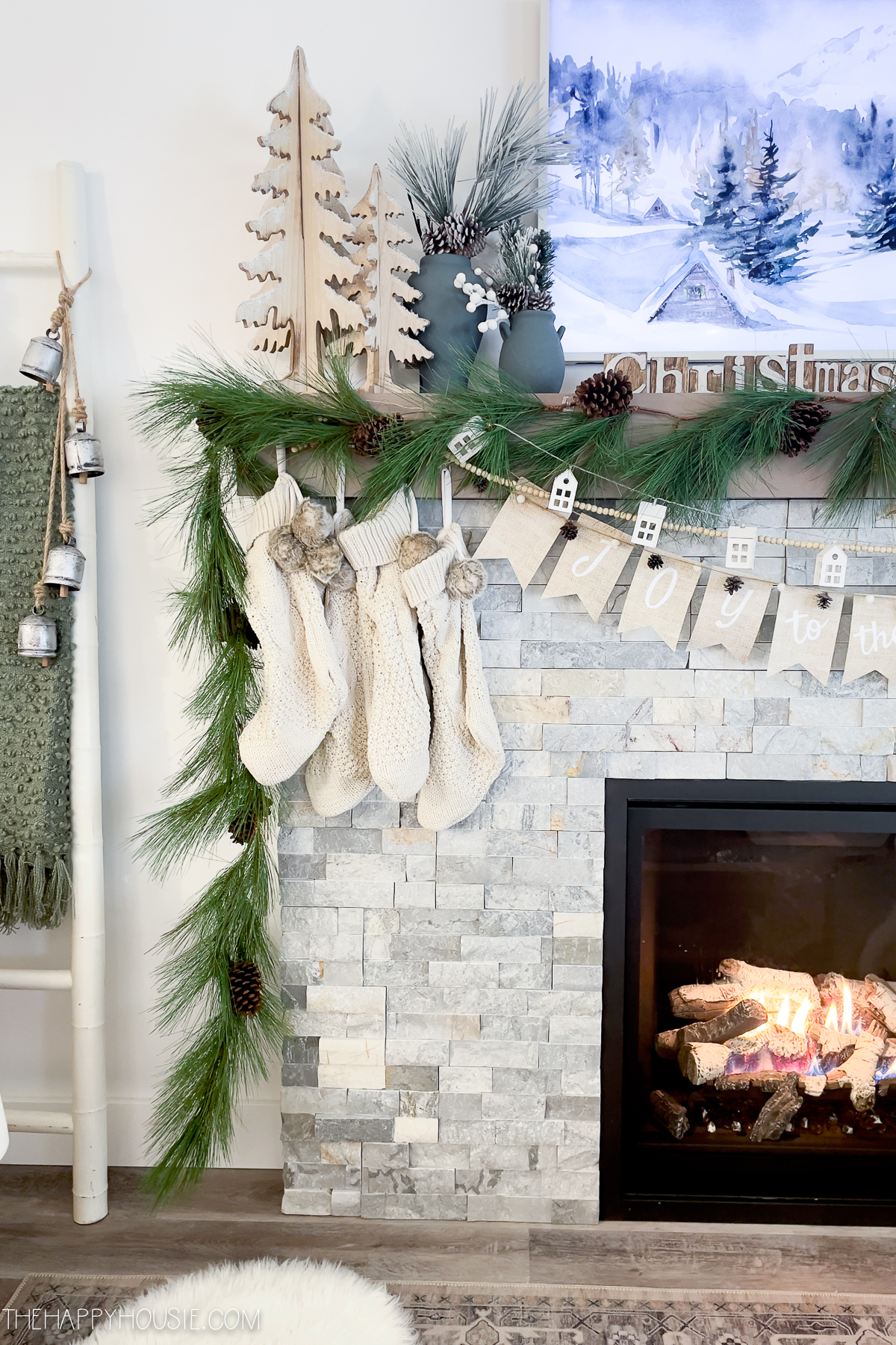 Christmas Mantel Decorating Ideas: Our Snowy Rustic Natural ...