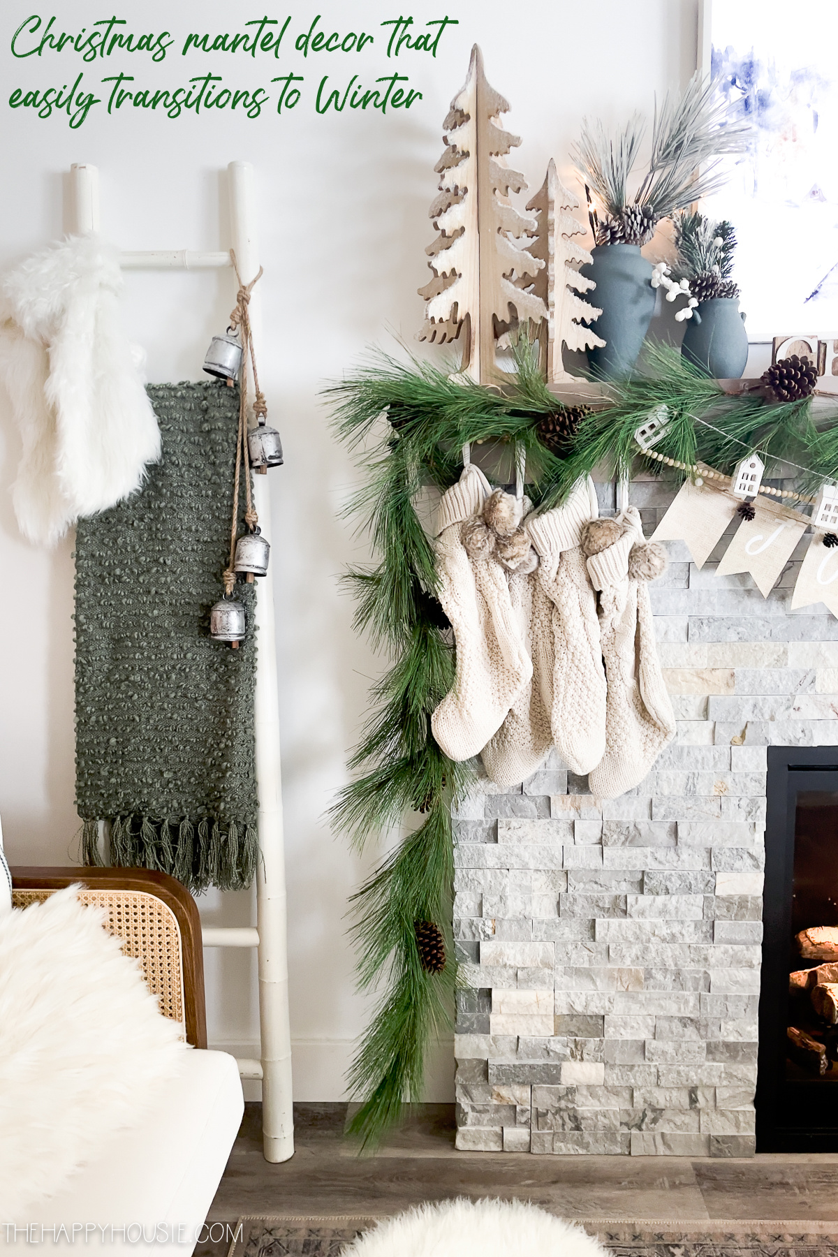 Christmas Mantel Decorating Ideas: Our Snowy Rustic Natural ...